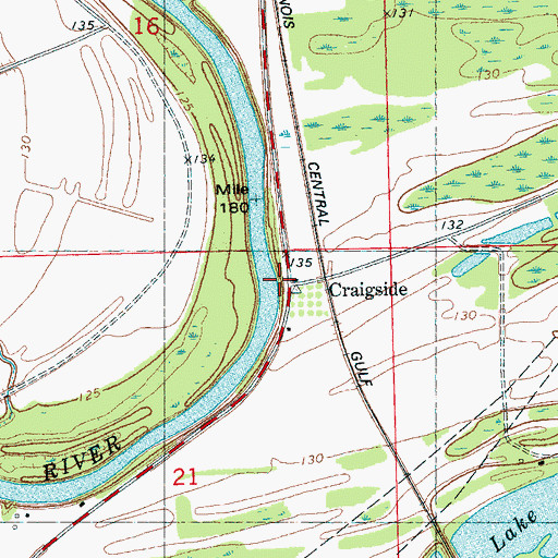Topographic Map of Union Landing (historical), MS