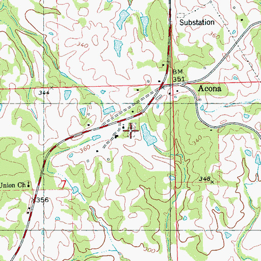 Topographic Map of Acona Cemetery, MS