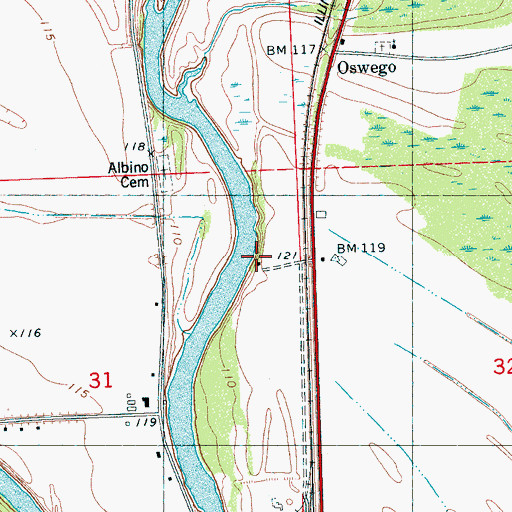 Topographic Map of Albino Landing (historical), MS