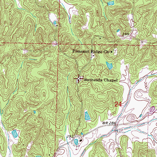 Topographic Map of Bethesda Cemetery, MS