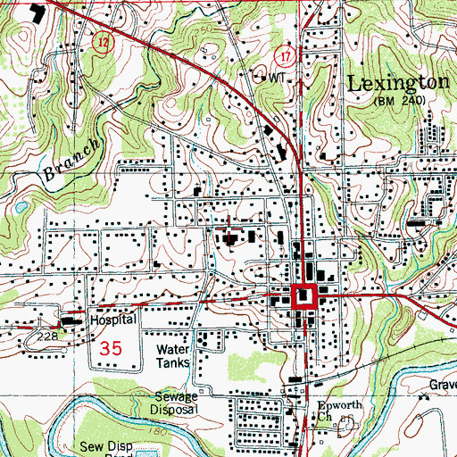 Topographic Map of Central Mississippi Female College (historical), MS