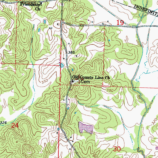 Topographic Map of County Line Cemetery, MS