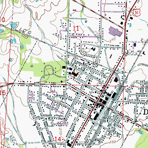Topographic Map of Durant Attendance Center, MS