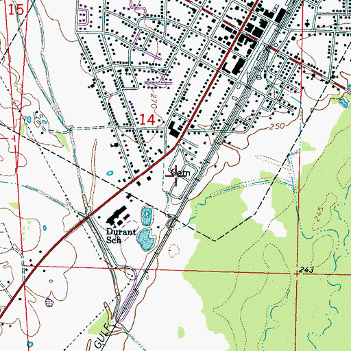 Topographic Map of Durant Cemetery, MS