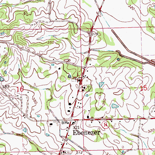 Topographic Map of Ebenezer Baptist Church, MS