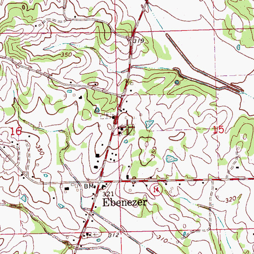 Topographic Map of Ebenezer Methodist Church Cemetery, MS