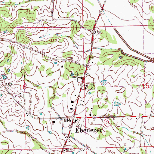 Topographic Map of Ebenezer Baptist Church Cemetery, MS