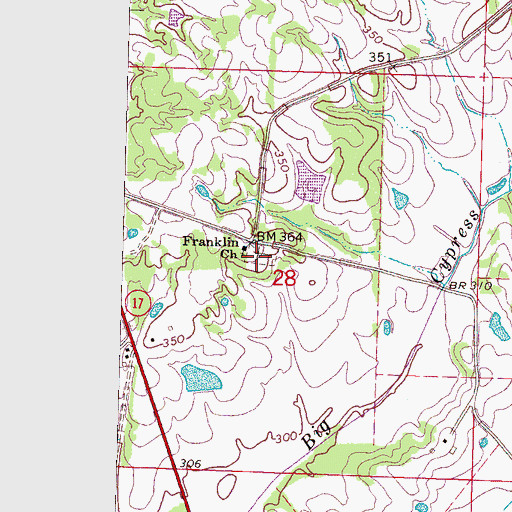 Topographic Map of Franklin Cemetery, MS