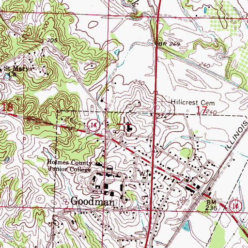 Topographic Map of Goodman Attendance Center, MS