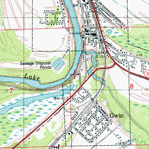 Topographic Map of Gwin Landing (historical), MS
