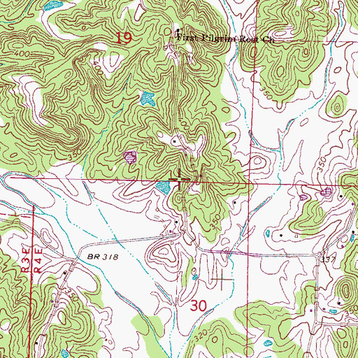 Topographic Map of Hall Cemetery, MS