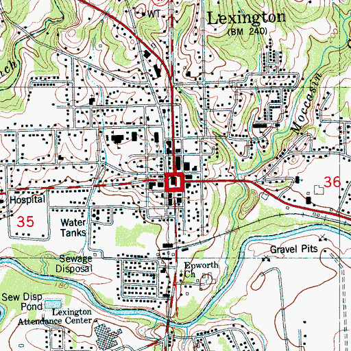 Topographic Map of Holmes County Courthouse, MS