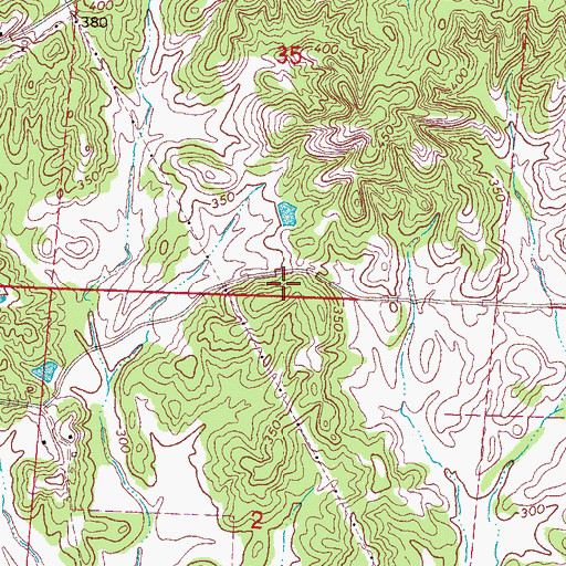 Topographic Map of Hooker Cemetery, MS
