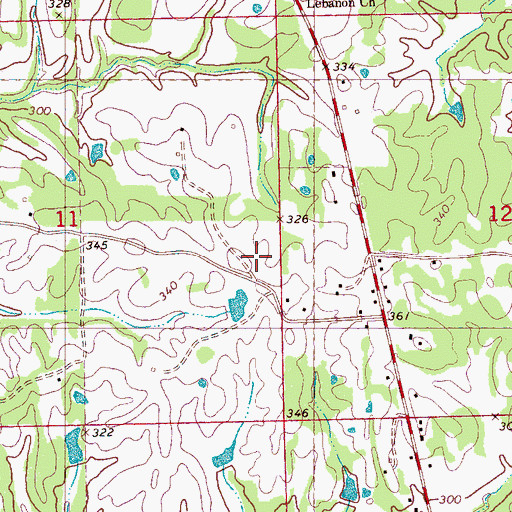 Topographic Map of Horring Cemetery, MS