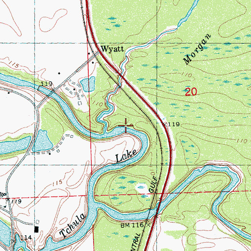 Topographic Map of Horseshoe Bend Landing (historical), MS