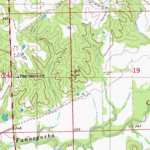 Topographic Map of Jordan Bailey Cemetery, MS