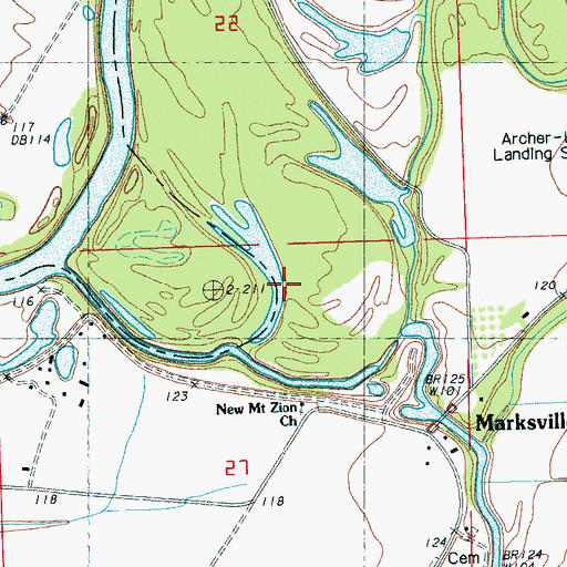 Topographic Map of McAfees Landing (historical), MS