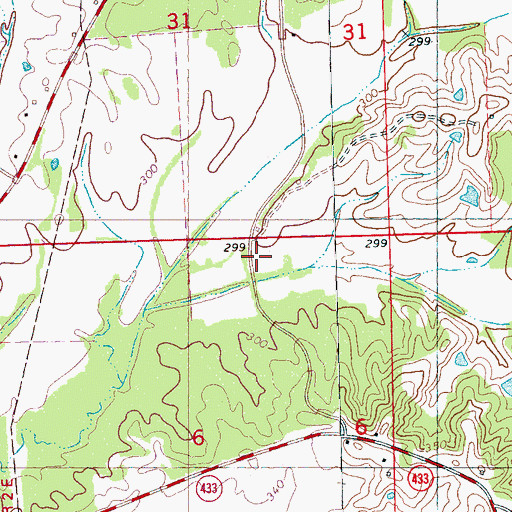Topographic Map of Meggs Cemetery, MS