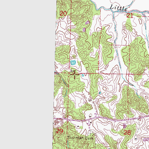 Topographic Map of Melton Cemetery, MS