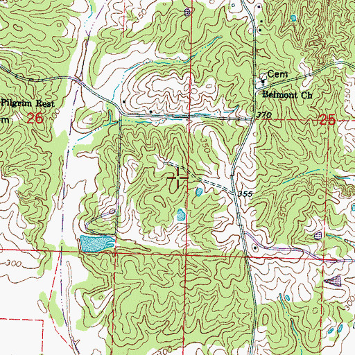 Topographic Map of Melton Cemetery, MS