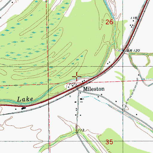 Topographic Map of Mileston Landing (historical), MS