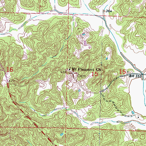Topographic Map of Mount Pleasant Cemetery, MS