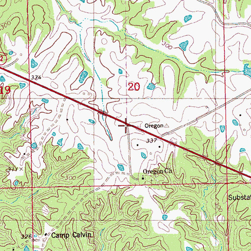 Topographic Map of Oregon, MS