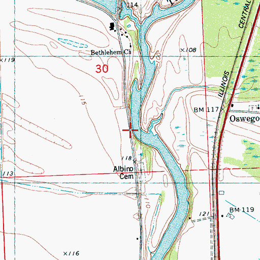 Topographic Map of Oswego Landing (historical), MS