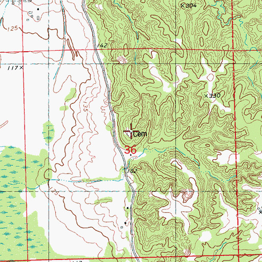 Topographic Map of Pinchback Cemetery, MS