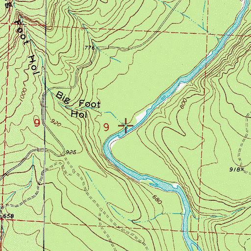 Topographic Map of Big Foot Hollow, AR