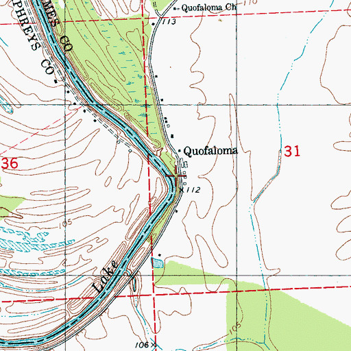 Topographic Map of Quafaloma Landing (historical), MS
