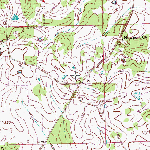 Topographic Map of Rogers Cemetery, MS