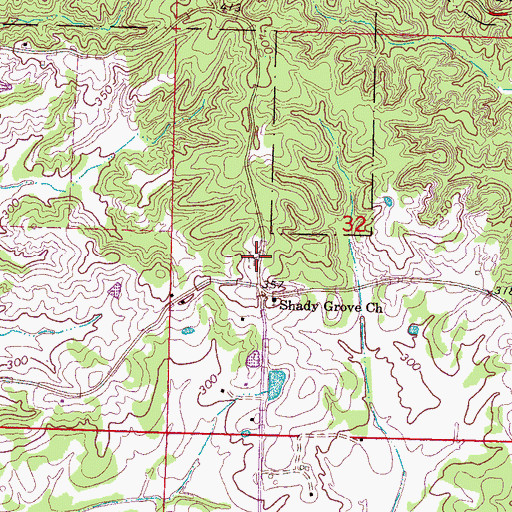 Topographic Map of Shady Grove Cemetery, MS