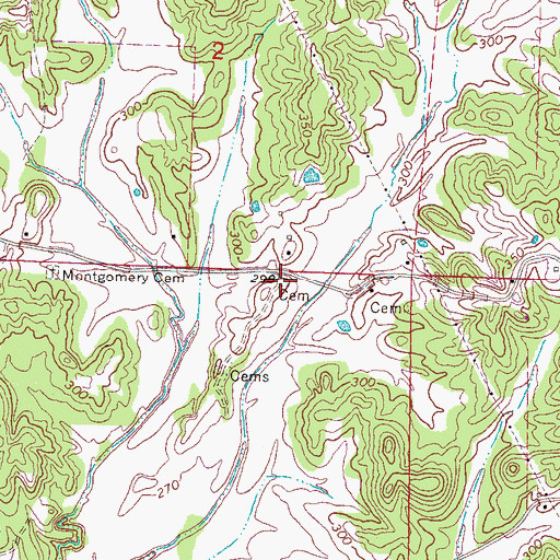 Topographic Map of Thurmond Cemetery, MS