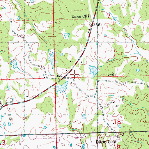 Topographic Map of Vanhoughton Cemetery, MS