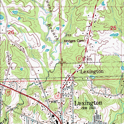 Topographic Map of Wade Cemetery, MS