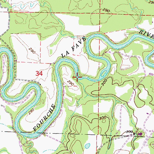 Topographic Map of Big Huston Creek, AR