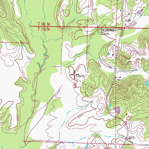 Topographic Map of Watson Cemetery, MS