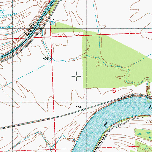 Topographic Map of Brooks Cemetery, MS