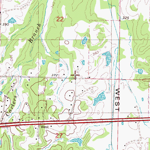 Topographic Map of Alesville, MS