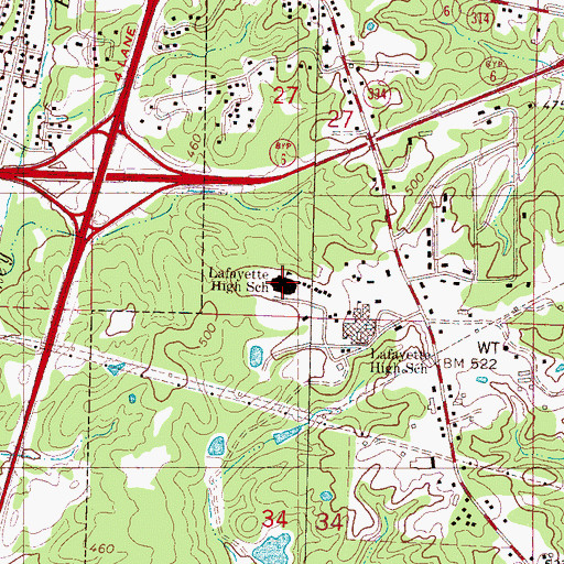 Topographic Map of Lafayette Elementary School, MS