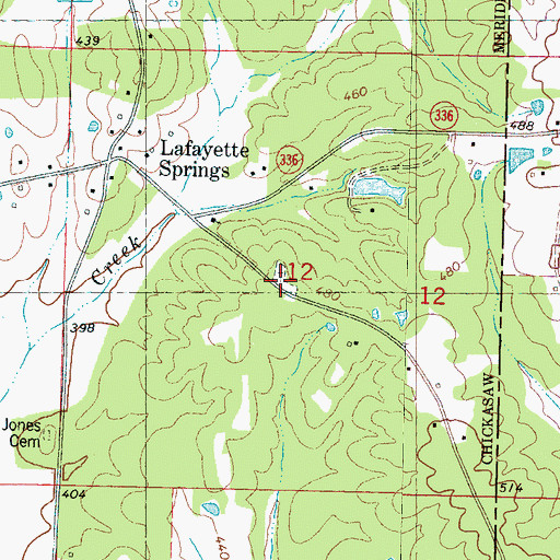Topographic Map of Lafayette Springs Cemetery, MS