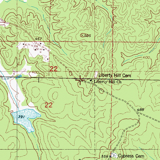 Topographic Map of Liberty Hill (historical), MS
