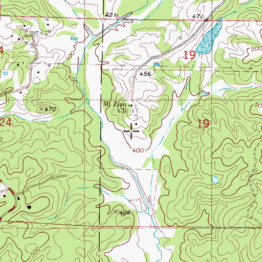 Topographic Map of Mount Zion Cemetery, MS