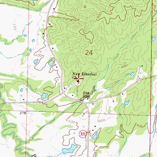 Topographic Map of New El Bethel Cemetery, MS