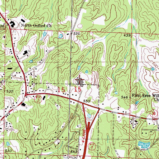Topographic Map of Oxford Elementary School, MS