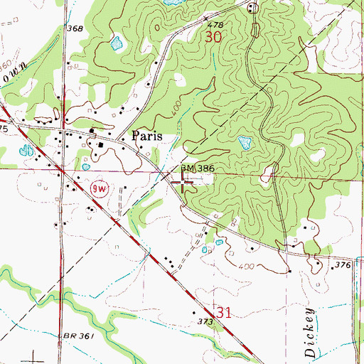 Topographic Map of Paris Cemetery, MS
