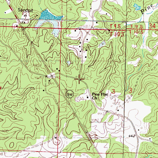 Topographic Map of Pine Flat (historical), MS