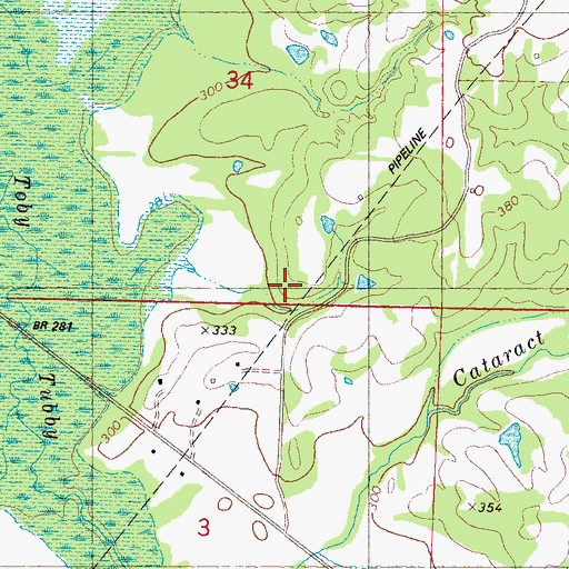 Topographic Map of Pine Grove Cemetery, MS