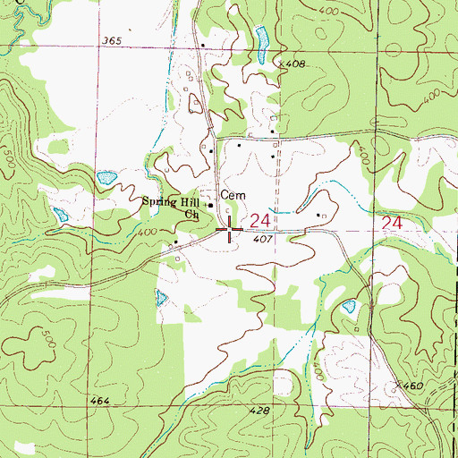 Topographic Map of Spring Hill, MS